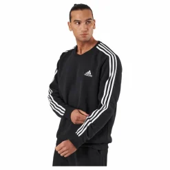 adidas Essentials Fleece 3-Stripes Sweatshirt Black Svart Hot