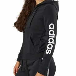 Essentials Linear Full Zip Hoodie Black / White*adidas New