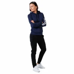 adidas Essentials Linear Full Zip Hoodie Legend Ink / White Blå Best