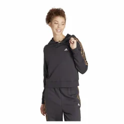 Essentials 3-Stripes Animal Print Relaxed Hoodie Black / Magic Beige*adidas Hot