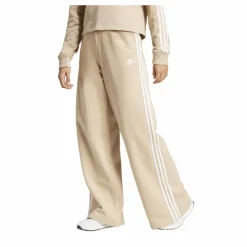 adidas Essentials 3-Stripes Fleece Wide Joggers Beige