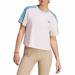 adidas Essentials 3-Stripes Single Jersey Crop Top Clear Pink Rosa Sale