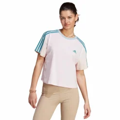 adidas Essentials 3-Stripes Single Jersey Crop Top Clear Pink Rosa Sale