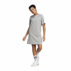 adidas Essentials 3-Stripes Single Jersey Boyfriend Tee Dress Medium Grey Heather / White Grå Outlet