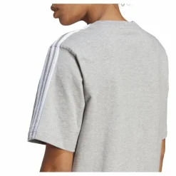 adidas Essentials 3-Stripes Single Jersey Boyfriend Tee Dress Medium Grey Heather / White Grå Outlet