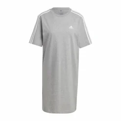 adidas Essentials 3-Stripes Single Jersey Boyfriend Tee Dress Medium Grey Heather / White Grå Outlet