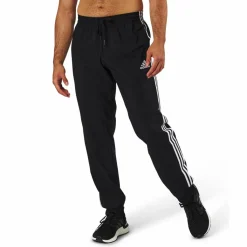 adidas Essentials Tapered Cuff 3 Stripes Pants Black Svart Hot