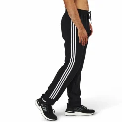 adidas Essentials Tapered Cuff 3 Stripes Pants Black Svart Hot