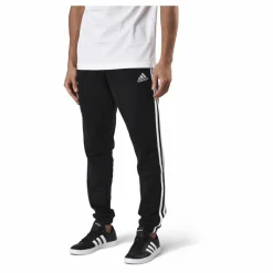 Essentials Tapered Elasticcuff 3 Stripes Pant Black / White*adidas Clearance