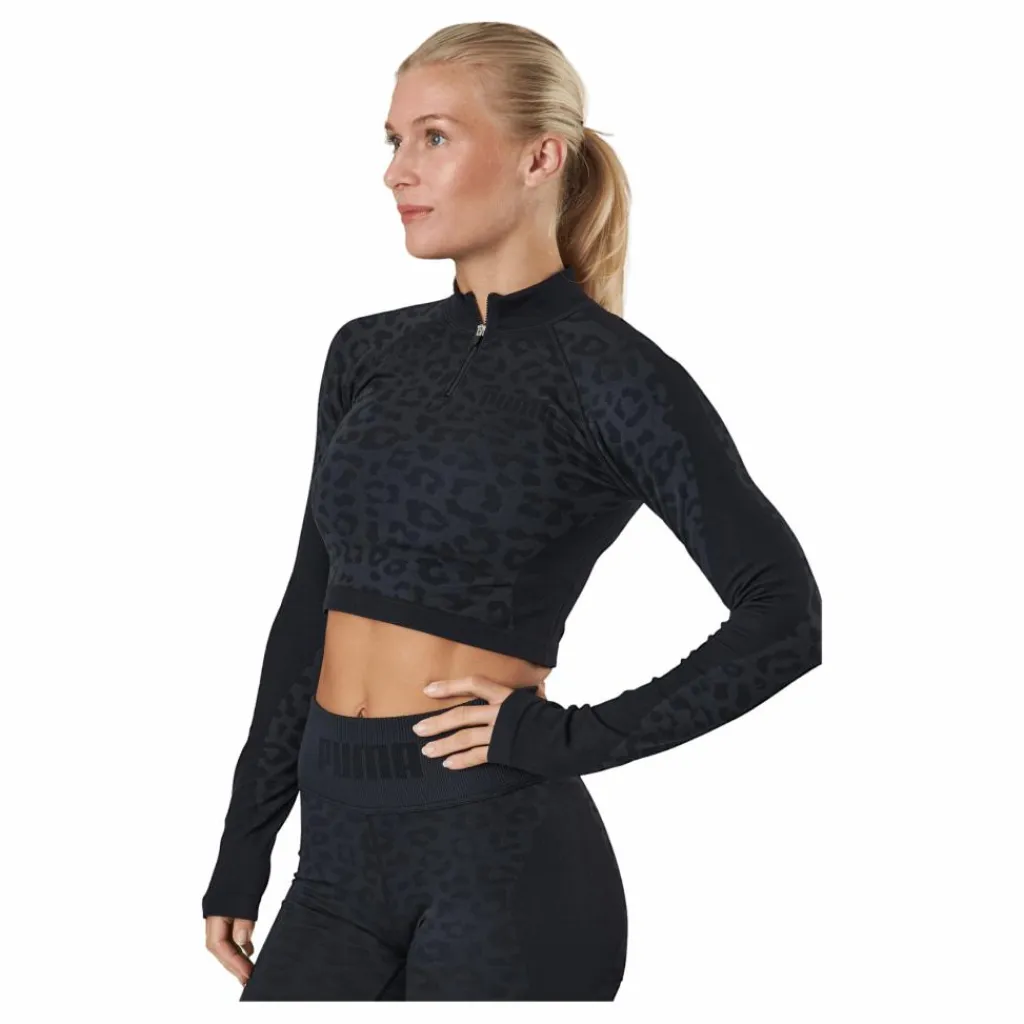Formknit Seamless Cropped 1/4 Black-leopard Print*Puma Clearance