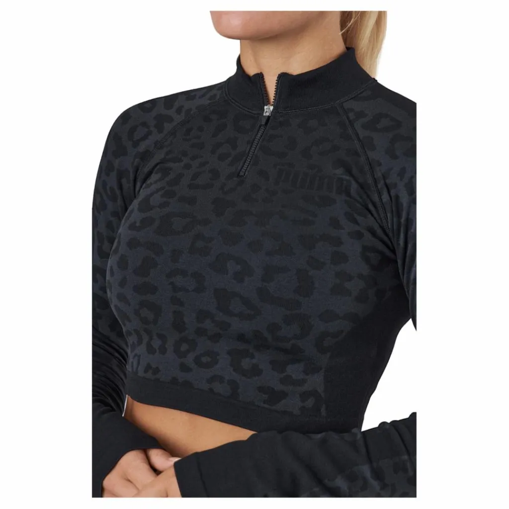 Formknit Seamless Cropped 1/4 Black-leopard Print*Puma Clearance