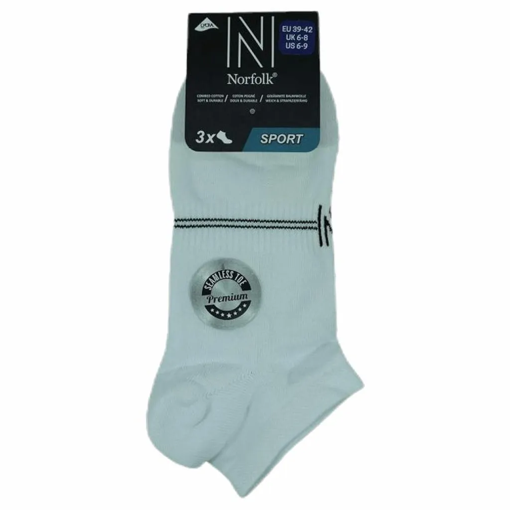 Norfolk Fresh- 3-Pack Cotton Low Cut Training Socks White Vit Hot