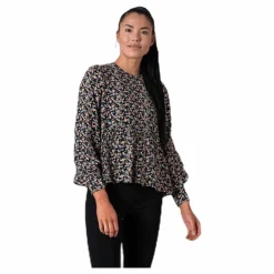 Pieces Frya Ls Top D2D Black Svart Discount