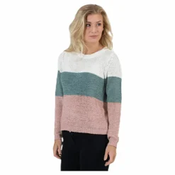 Only Geena L/S Block Pullover Knt White Vit