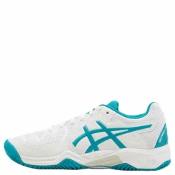 ASICS Gel-Resolution 8 Clay GS White/Turquoise Vit och Turkos Outlet