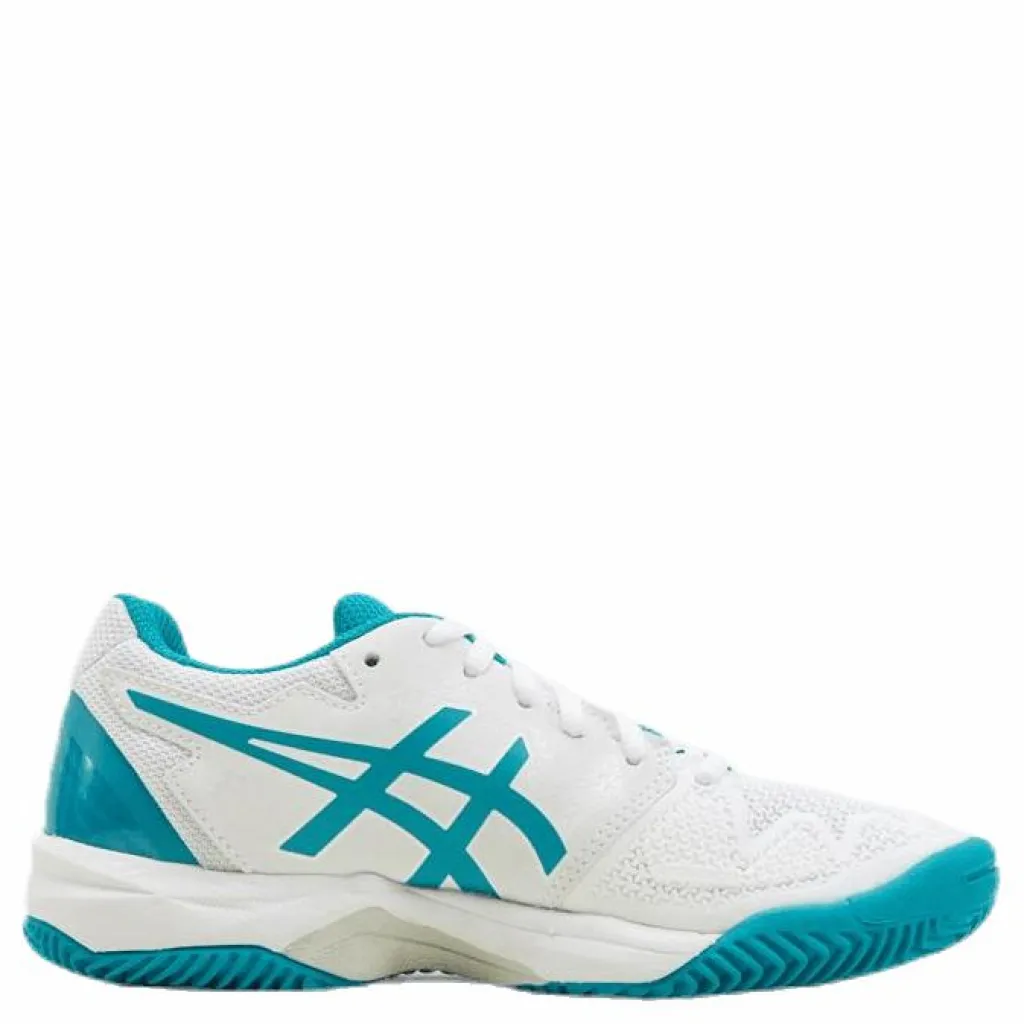 ASICS Gel-Resolution 8 Clay GS White/Turquoise Vit och Turkos Outlet
