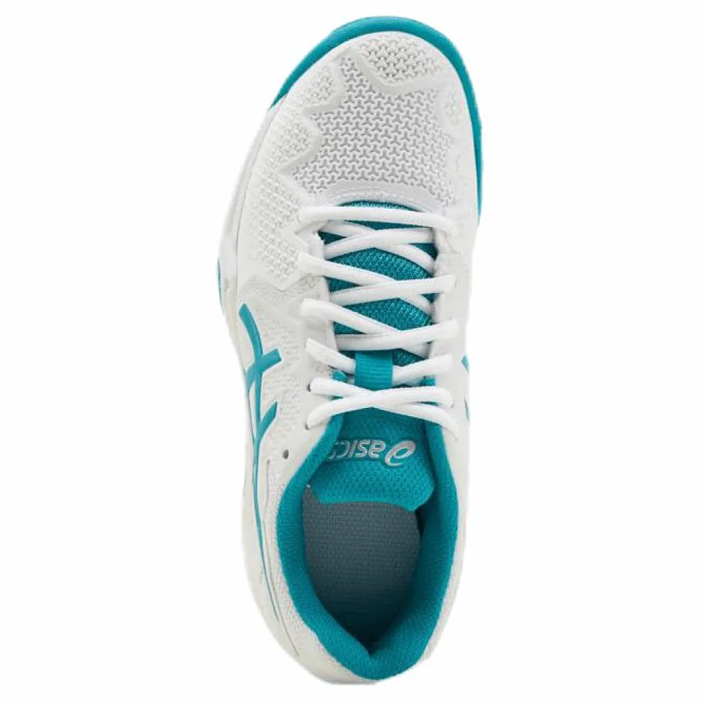 ASICS Gel-Resolution 8 Clay GS White/Turquoise Vit och Turkos Outlet