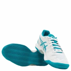 ASICS Gel-Resolution 8 Clay GS White/Turquoise Vit och Turkos Outlet