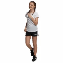 adidas Girls 3 Stripe Shorts White/Black Svart Best