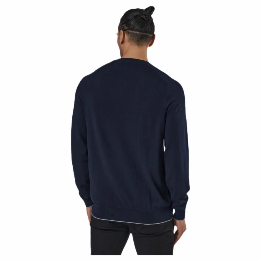 Lyle & Scott Grid Texture V Neck Jumper Blue Blå Outlet
