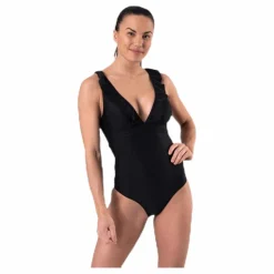 Halia Frill Swimsuit Black*Waikani Beachwear Clearance