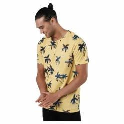 Jack & Jones Hazy Aop Tee Ss Crew Neck Sahara Sun Gul Best