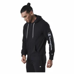 Champion Hooded Full Zip Sweatshirt Black Svart New