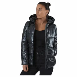 Champion Hooded Polyfilled Jacket Black Svart New