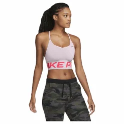 Nike Indy Pro Long Line Bra Silver/Red Vit New