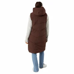 Pieces Jamilla Long Puffer Vest Chicory Coffee Brun Best