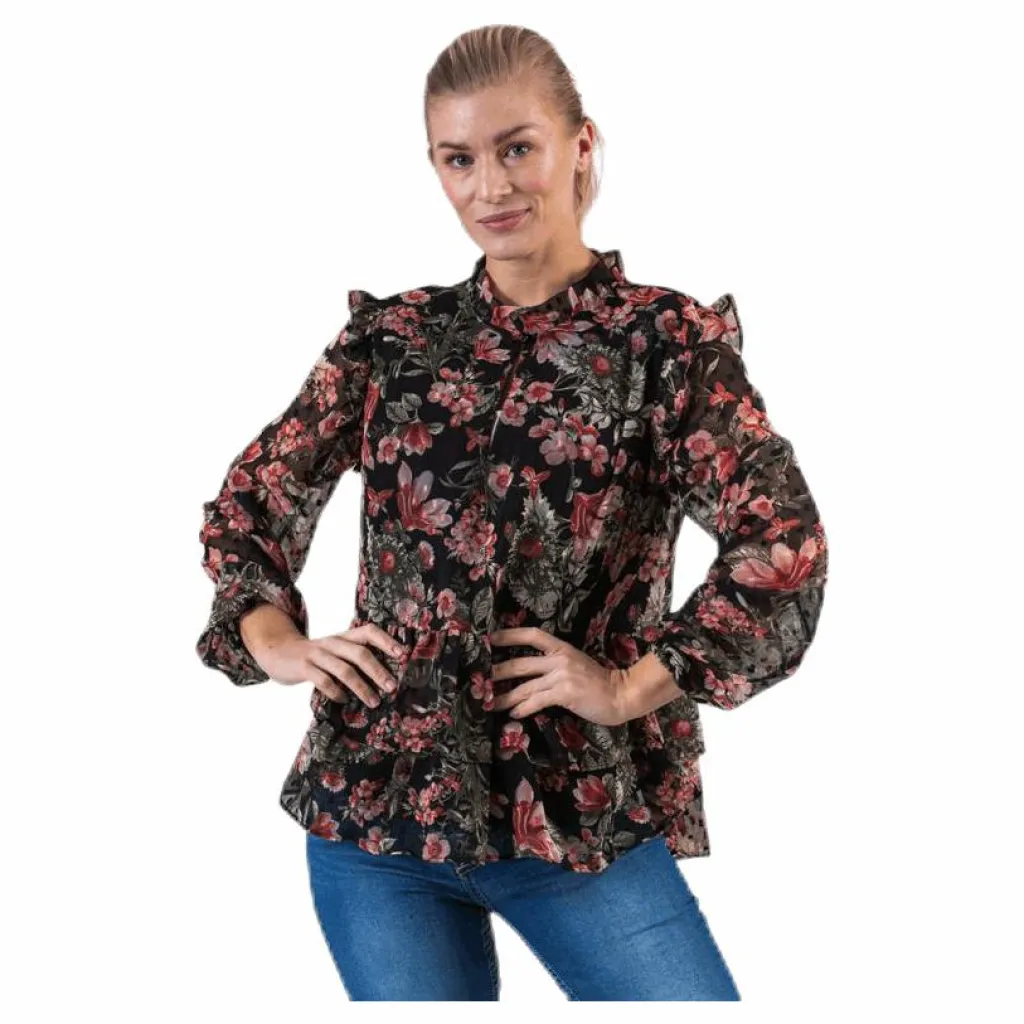 Pieces Joan Ls Top Black Svart