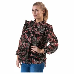 Pieces Joan Ls Top Black Svart