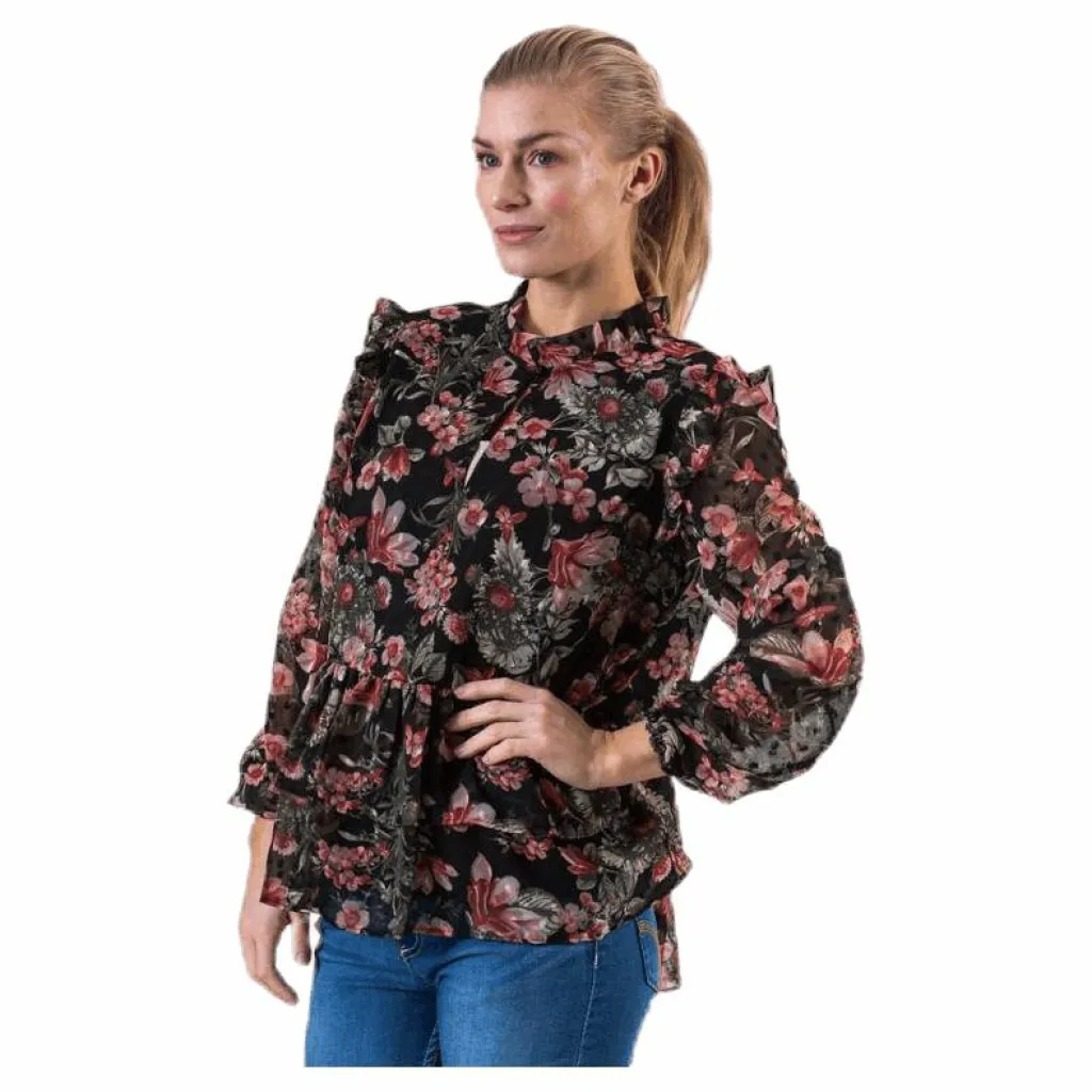 Pieces Joan Ls Top Black Svart