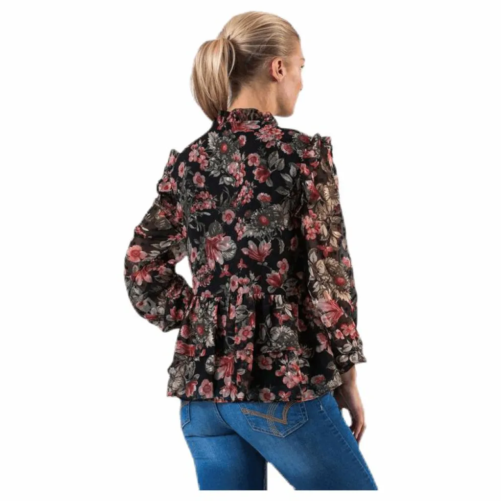 Pieces Joan Ls Top Black Svart