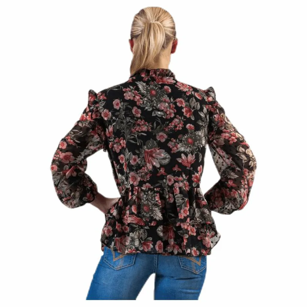 Pieces Joan Ls Top Black Svart