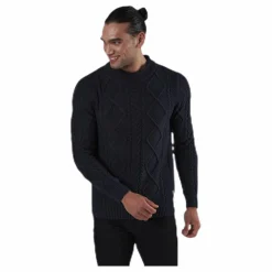 Julian Knit Cable High Neck Blue*Jack & Jones Clearance