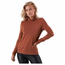 Pieces Kamala Ls Rollneck  Top  Brown Brun Clearance