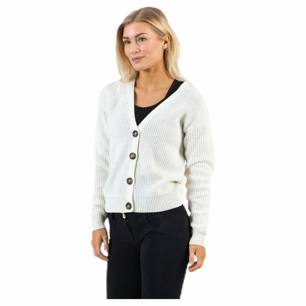 Karie Ls Knit Cardigan White*Pieces Hot
