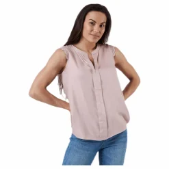 Kimmi S/L Top Wvn Pink*Only Clearance