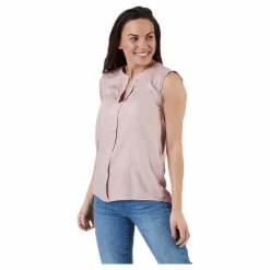 Kimmi S/L Top Wvn Pink*Only Clearance