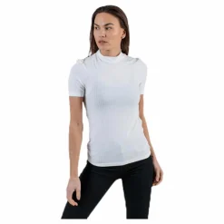 Pieces Kylie Ss T-Neck Top  White Vit Outlet