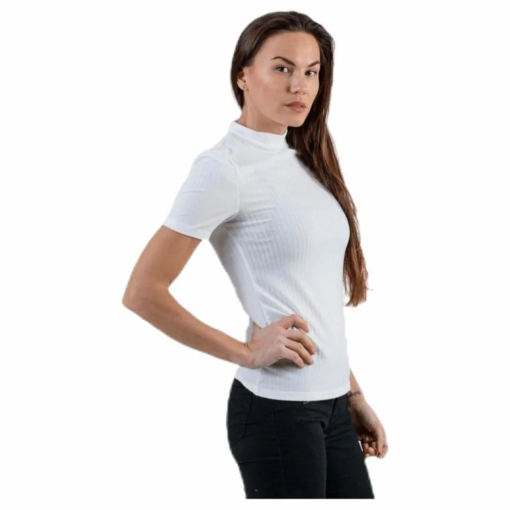 Pieces Kylie Ss T-Neck Top White Vit Outlet