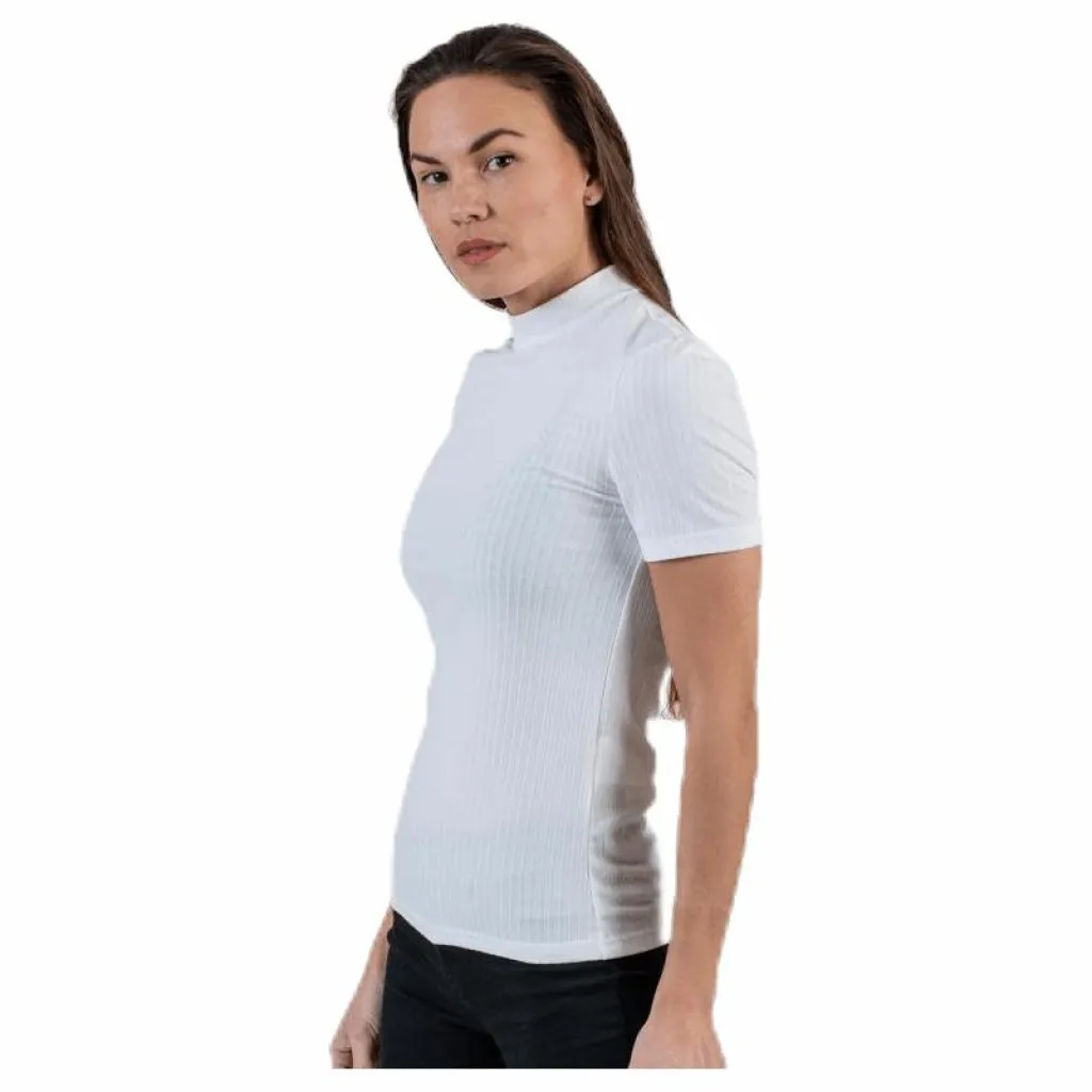 Pieces Kylie Ss T-Neck Top White Vit Outlet