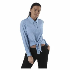 Only Lecey Ls Stripe Knot Dnm Shirt White Vit Clearance