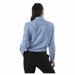 Only Lecey Ls Stripe Knot Dnm Shirt White Vit Clearance