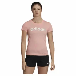 adidas Linear Slim Tee Pink Rosa New