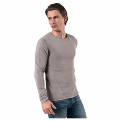 Jack & Jones Linen Knit Crew Neck Grey Grå