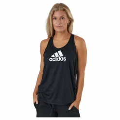 adidas Logo Sport Tank Top Black / White Svart New