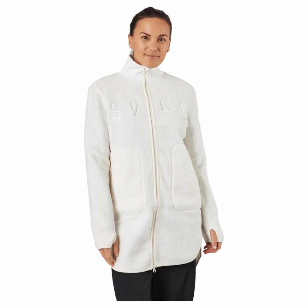 Svea Long Pile Zip Sweat Off White Vit Sale