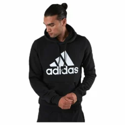 adidas Mens Badge Of Sport Fleece Hoodie Black Svart Clearance